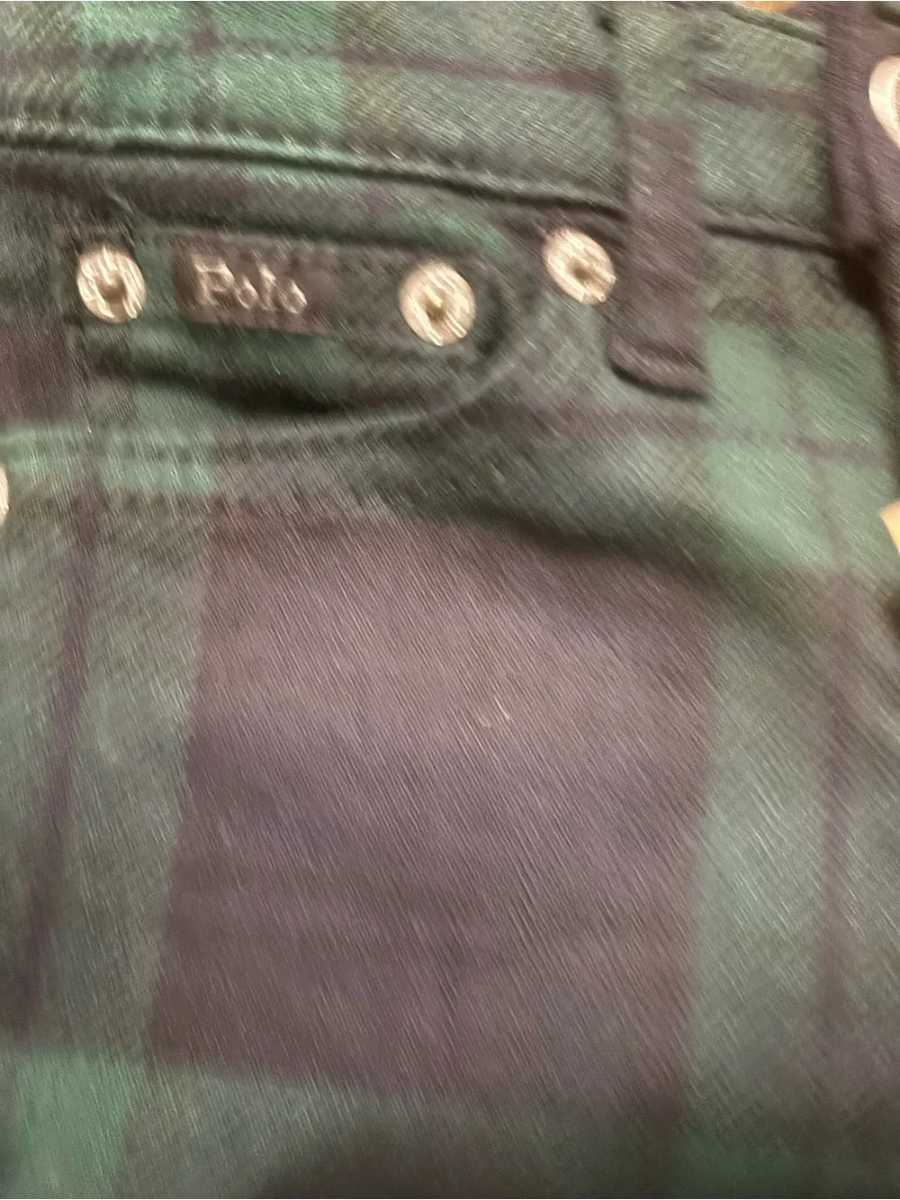 Ralph Lauren Cream Henley Top with Dark Green Plaid Pants